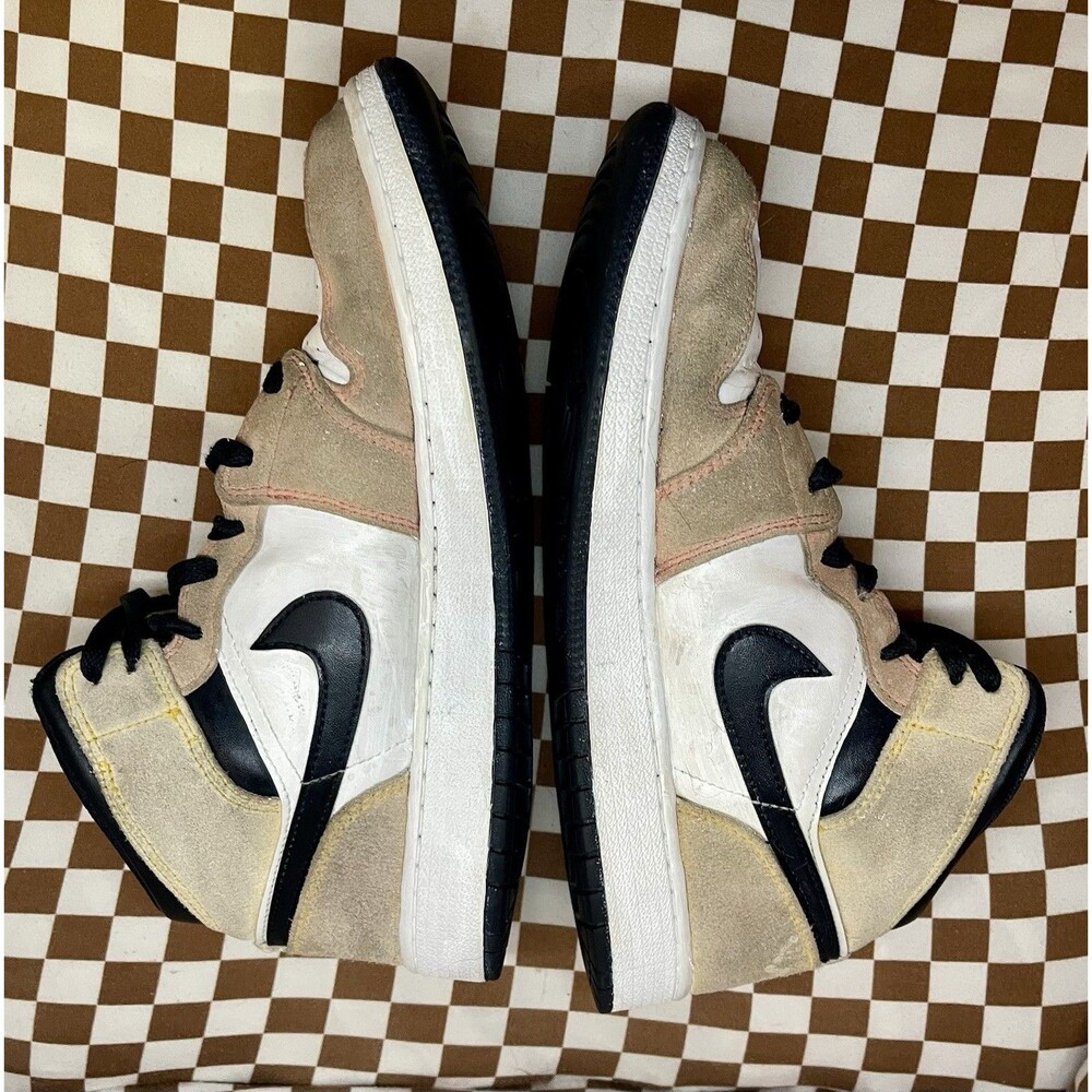Jordan Air Jordan 1 Boys High Top Sz7 Beaters Sneakers White Black Tan Orange